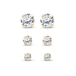 Brinco Folheado a Ouro 18k Trio Ponto Luz