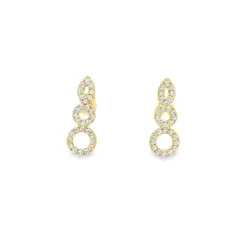 Brinco Folheado a Ouro 18k Círculos Cravejados