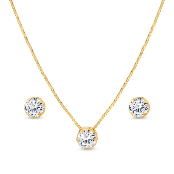 Conjunto Folheado a Ouro 18k Ponto Luz