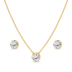 Conjunto Folheado a Ouro 18k Ponto Luz