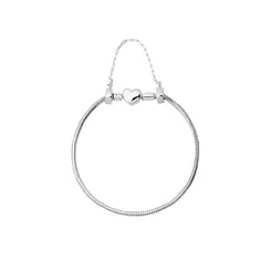Pulseira Prata Art Collection Coração +Trava