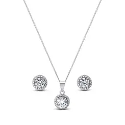 Conjunto Prata Rodinada Zircônia Central Grande