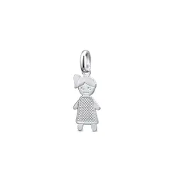 Pingente Prata Menina Vestido