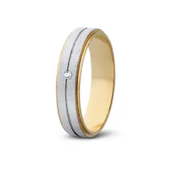 Aliança De Ouro Amarelo e Ouro Branco 18K Sempre Presente com Brilhante (unidade)