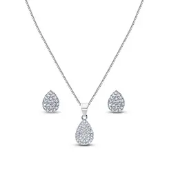 Conjunto Prata Leve Gota Cravejada