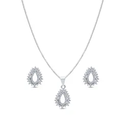 Conjunto Prata Leve Gota Vazada Cravejada