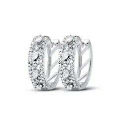 Brinco Prata Leve Argola Click com Zircônias Ovais