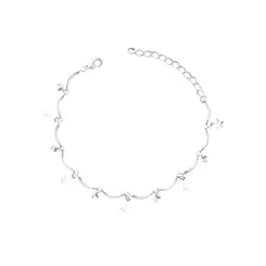 Pulseira Prata Leve Estrelas e Zircônias