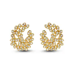 Brinco Folheado a Ouro 18k Redondo Orgânico com Zircônias