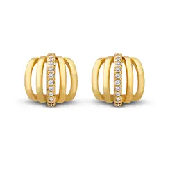 Brinco Folheado a Ouro 18k Meia Argola com Zircônias
