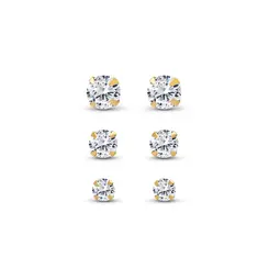 Brinco Top Folheado a Ouro 18k Trio Redondo