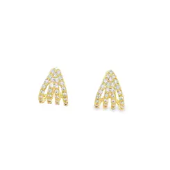 Brinco Folheado a Ouro 18k Triangulo com Zircônias