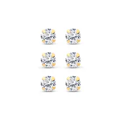 Brinco Folheado a Ouro 18k Trio Ponto Luz