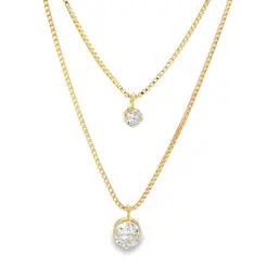 Gargantilha Folheado a Ouro 18k Dupla Ponto Luz