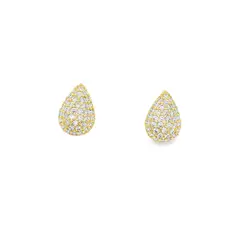 Brinco Folheado a Ouro 18k Gota Cravejada