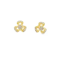 Brinco Folheado a Ouro 18k Flor em Zircônias