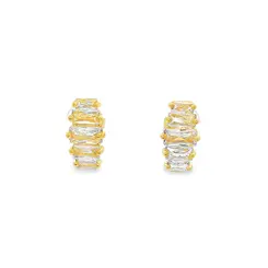 Brinco Folheado a Ouro 18k Zircônias Retangulares