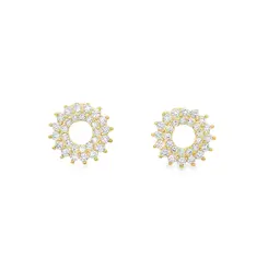 Brinco Folheado a Ouro 18k Círculo Cravejado