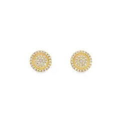 Brinco Folheado a Ouro 18k Redondo Cravejado