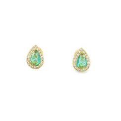 Brinco Folheado a Ouro 18k Gota com Zircônia Verde