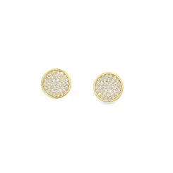 Brinco Folheado a Ouro 18k Redondo Cravejado