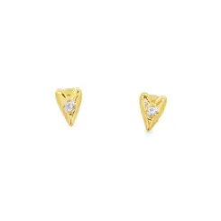 Brinco Folheado a Ouro 18k Coração com Ponto de Zircônia Central