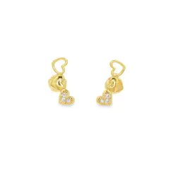 Brinco Folheado a Ouro 18k Três Corações