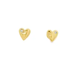 Brinco Folheado a Ouro 18k Coração com Ponto de Zircônia Lateral