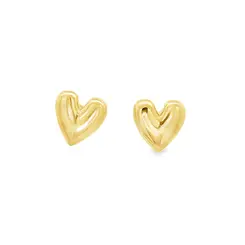 Brinco Folheado a Ouro 18k Coração Liso