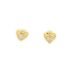Brinco Folheado a Ouro 18k Coração com Zircônias