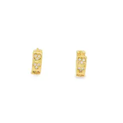 Brinco Folheado a Ouro 18k Argola Click com Filetes de Zircônias