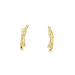 Brinco Folheado a Ouro 18k Barra com Zircônia