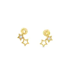 Brinco Folheado a Ouro 18k Três Estrelas