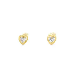 Brinco Folheado a Ouro 18k Ponto Luz Caixa Alta Coração PP