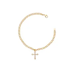 Pulseira Folheado a Ouro 18k Pingente Cruz