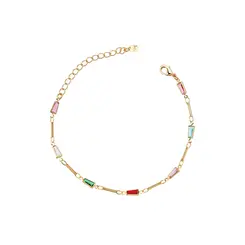 Pulseira Folheado a Ouro 18k Zircônias Coloridas