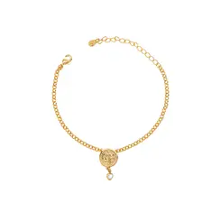 Pulseira Folheado a Ouro 18k Medalha São Bento e Coração