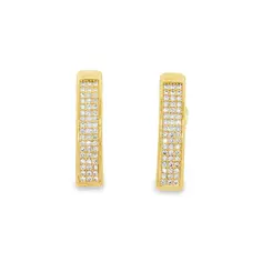 Brinco Folheado a Ouro 18k Barra com Zircônias