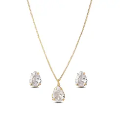 Conjunto Folheado a Ouro 18k Gota em Zircônia