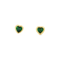 Brinco Folheado a Ouro 18k Coração Caixa Alta Verde