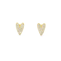 Brinco Folheado a Ouro 18k Coração Cravejado