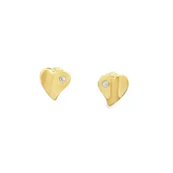 Brinco Folheado a Ouro 18k Coração Ponto de Zircônia