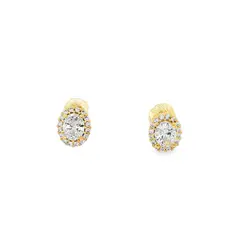 Brinco Folheado a Ouro 18k Oval Cravejado