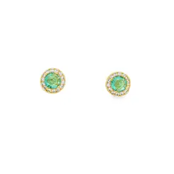 Brinco Folheado a Ouro 18k Redondo Cravejado Zircônia Verde