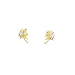 Brinco Folheado a Ouro 18k Laço com Zircônias