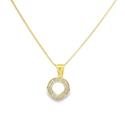 Gargantilha Folheado a Ouro 18k Círculo Cravejado
