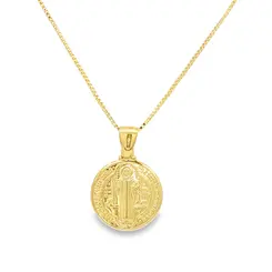 Gargantilha Folheado a Ouro 18k Medalha São Bento
