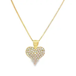 Gargantilha Folheado a Ouro 18k Coração Cravejado