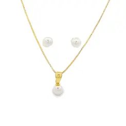 Conjunto Folheado a Ouro 18k Pérola PP