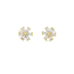 Brinco Folheado a Ouro 18k Flor em Zircônias